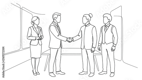 Professional Business People Shaking Hands in Office Meeting.