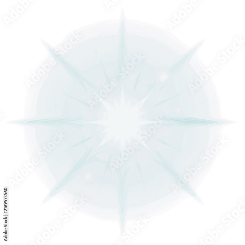 Green and white starburst light flare isolated on a transparent background
