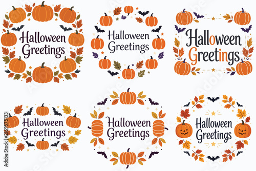 Halloween-themed greeting vector. Vektor, illustration, minimalist, flat
