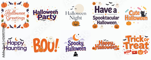 Halloween-themed greeting vector. Vektor, illustration, minimalist, flat