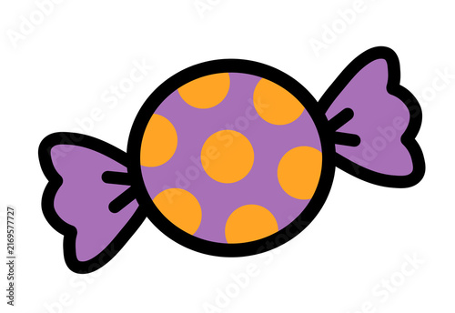 Halloween candy with purple and orange polka dots transparent background