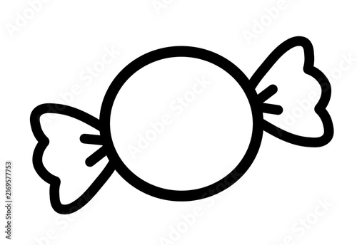 Black outline wrapped candy sweet icon transparent background