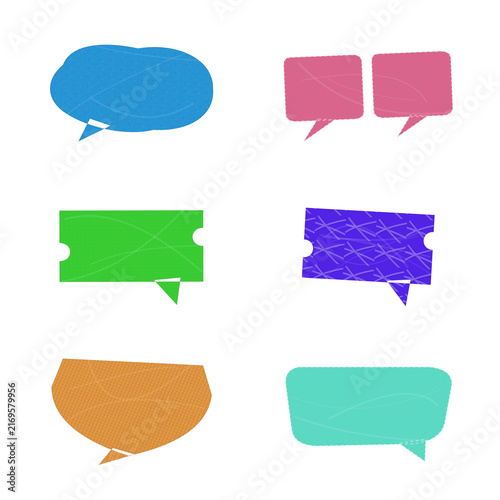 Set of colorful hand drawn speech bubbles with scribble texture