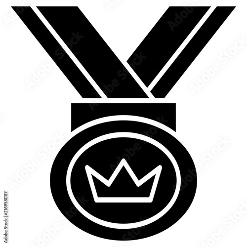 Crown award medal icon champion neck ribbon winner prize royalty vector