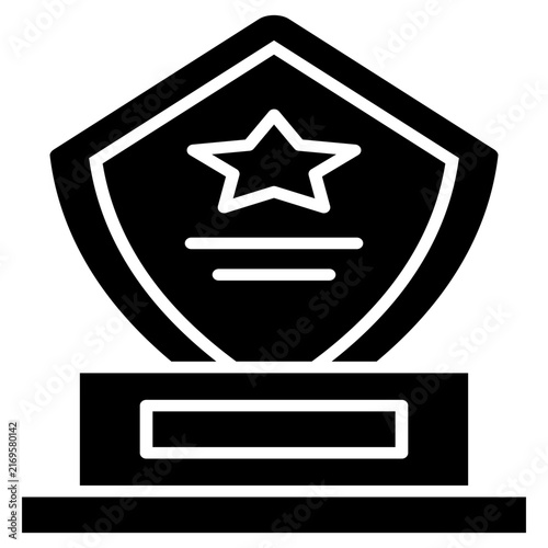 Shield trophy plaque glyph icon star award recognition prize winner