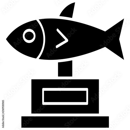 Fish trophy glyph icon award fishing tournament prize winner
