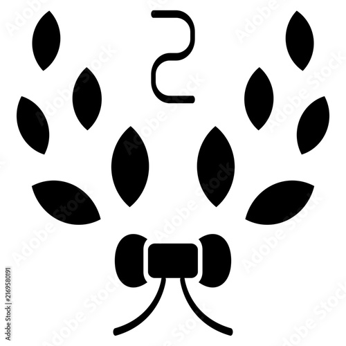 Second place laurel wreath glyph icon number 2 runner up award ribbon
