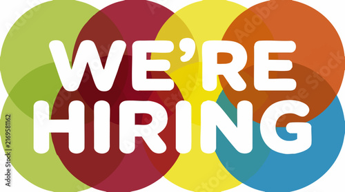 We're Hiring Recruitment Graphic with Colorful Overlapping Circles