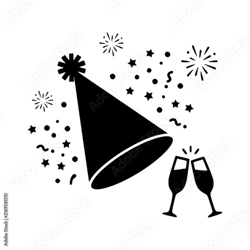 Celebration party glasses clinking silhouette vector illustration