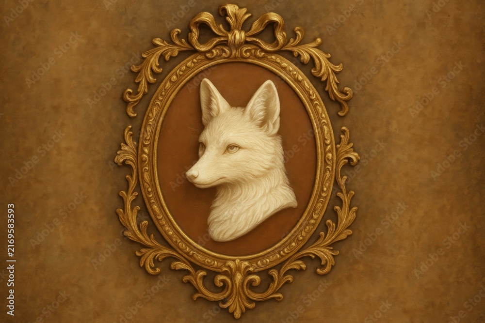 Naklejka premium Elegant fox portrait in frame background