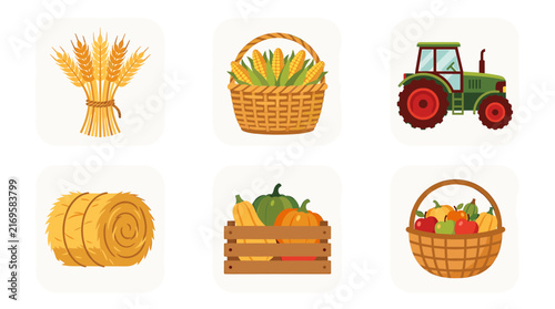 Farm Harvest Icons Set