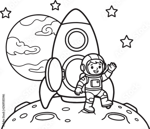 Cartoon boy with thought bubble and stars