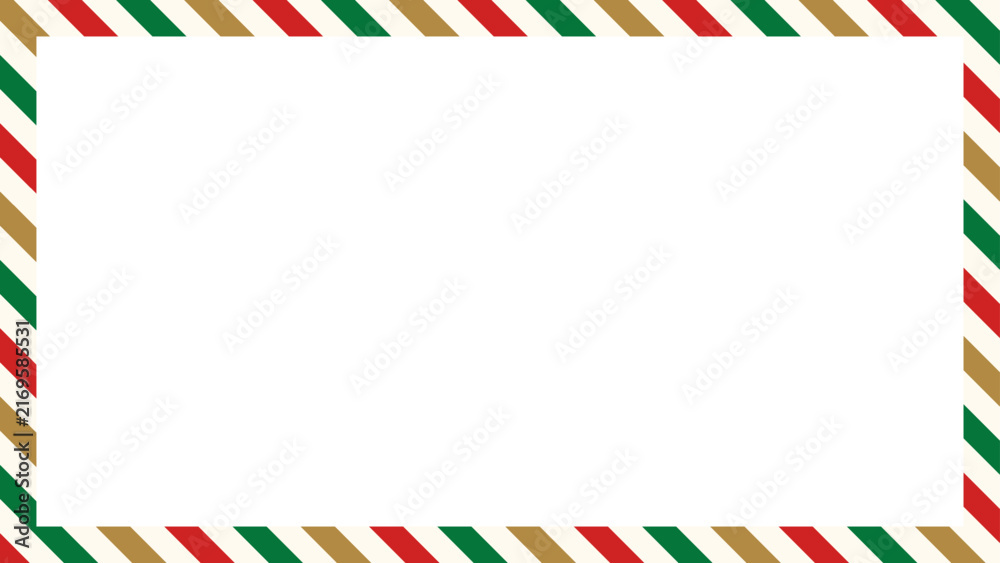 Obraz premium クリスマスのストライプフレーム、16対9の横長サイズ