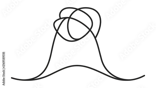 Abstract line art knot design white background.