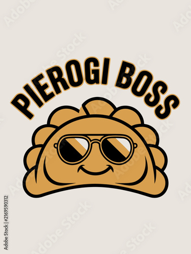 Pierogi Boss funny cartoon dumpling with sunglasses Polish food