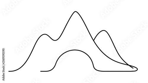 Abstract mountain line art illustration white background.