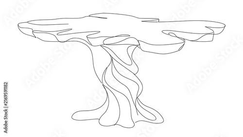Abstract organic table design on white background.
