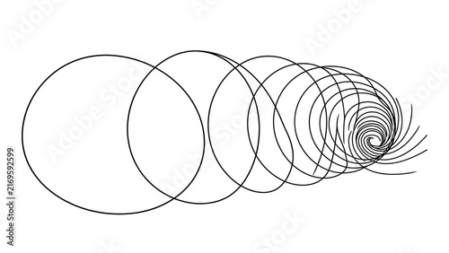 Abstract spiral circles on white background.