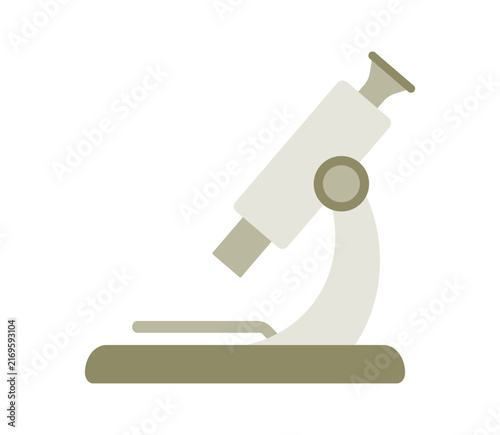 Minimalist illustration of a scientific microscope for research and discovery. A simple, clean graphic representation of a microscope, symbolizing scientific exploration and detailed observation