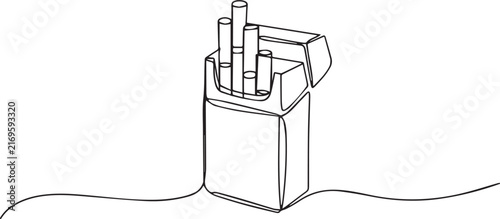 Continuous Line Drawing of a Cigarette Pack. 