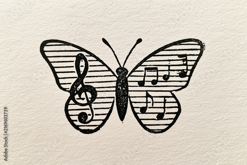 Musical Butterfly Ink Stamp