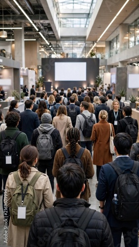 Large Audience Watching Presentation in Conference Hall