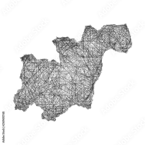 Photography Monochrome sketch Kampong Cham (Cambodia) outline map design