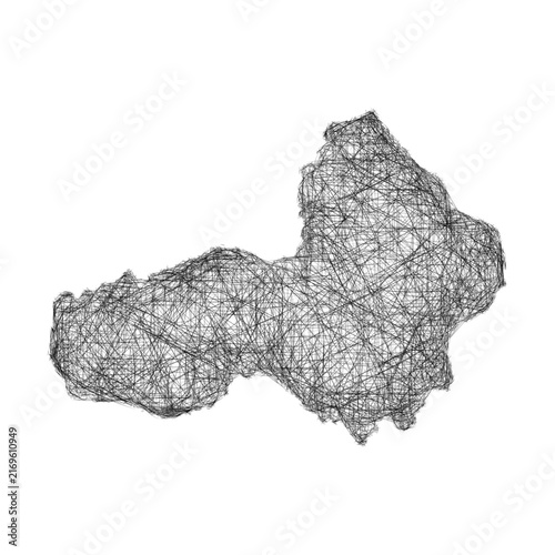 Photography Black and white sketch Pouthisat (Cambodia) outline map design