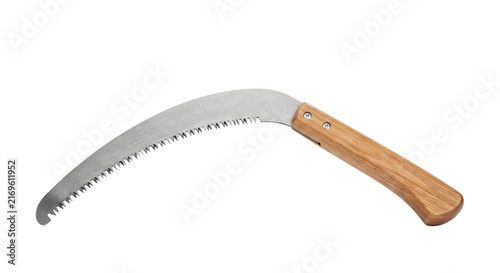 Konstfotografi Folding pruning saw with curved blade and wooden handle