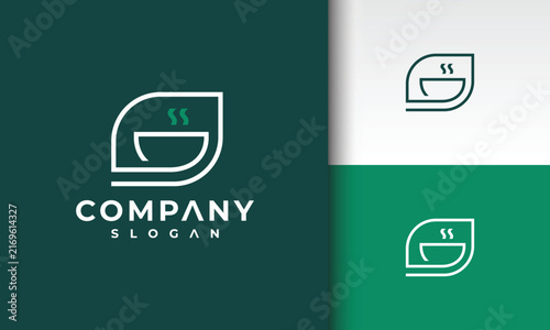 Cup and Leaf Minimalist Logo
