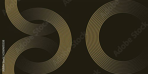Luxury Abstract Gold Curved Lines Background on Dark Vector Design