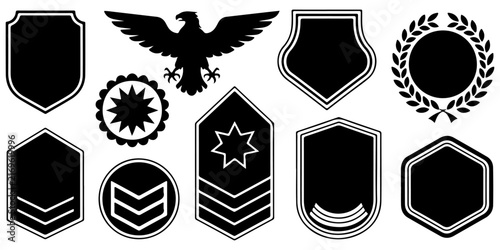 Canvas Print Military rank insignia, shields, medals and patriotic service symbols collection