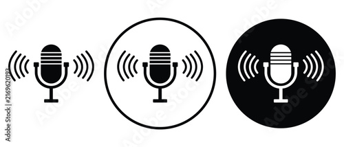 Microphone vector, icon set. Microphone vector symbol design collection. Flat style voice sound podcast mic icon isolated on white background.