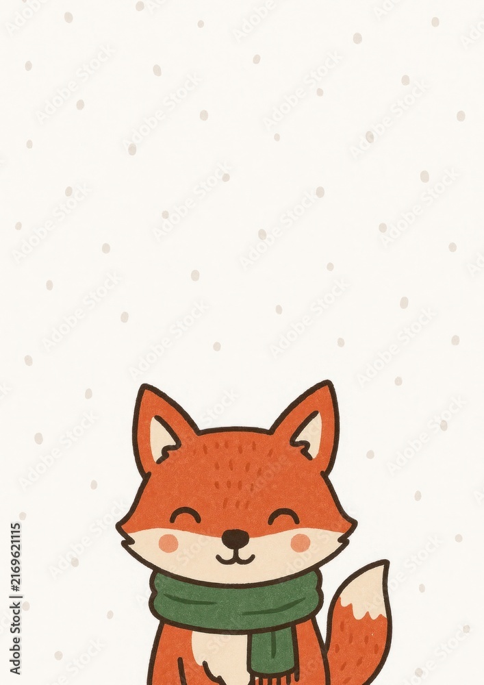 Naklejka premium Cute fox with green scarf