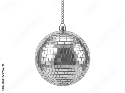 Silver Mirror Disco Ball Isolated on Transparent Background PNG for Party and Nightlife Concept