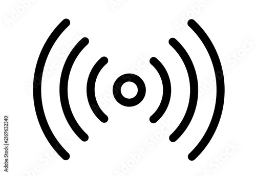 Black outline radio wave signal icon transparent background