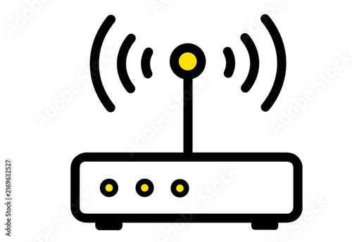 Wifi router with yellow signal lights icon transparent background
