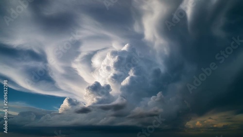 Dramatic Cumulonimbus Storm Clouds with Mammatus Undersides, Intense Weather Formation