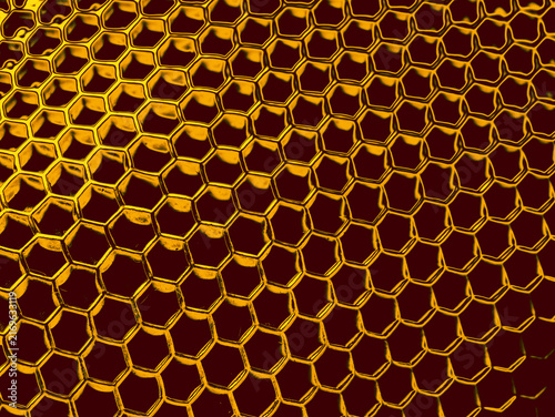 Duotone Amber Honeycomb Pattern Texture, Golden Hexagonal Abstract Background