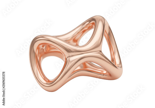 Abstract rose gold ring isolated on transparent background for jewelry design and luxury product showcases