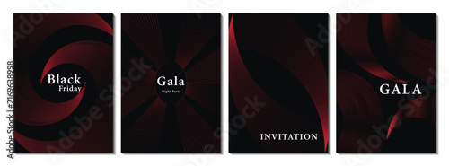Luxury award gala ceremony invitation set with premium golden red black abstract artwork