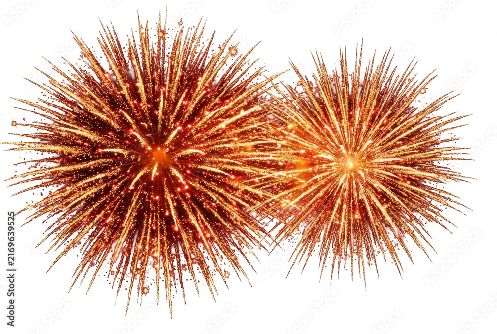 Obraz premium Golden fireworks exploding against a dark night sky background