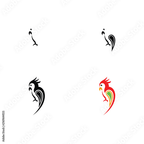 parrot icon set illustration