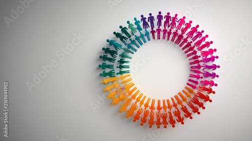 Diverse people figures forming a vibrant circular community, representing connection and unity