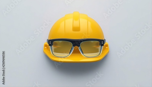 Safety Helmet and Protective Glasses Icon
