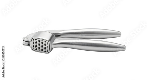 Obraz na płótnie Stainless steel garlic press kitchen utensil isolated
