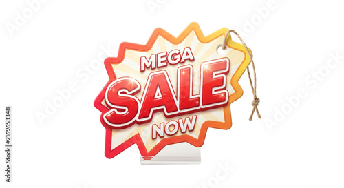 Canvastavla Mega sale promotional tag banner with vibrant red lettering