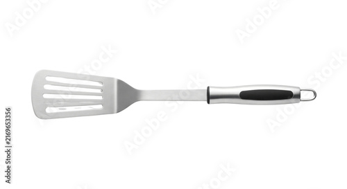 Fotografía Stainless steel kitchen spatula with slotted turner design