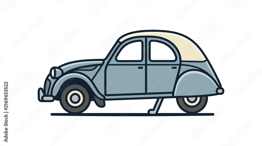 Obraz premium Gray vintage retro microcar illustration on white.