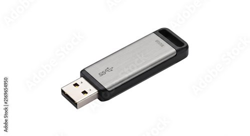 Bild auf Leinwand Modern silver and black usb flash drive